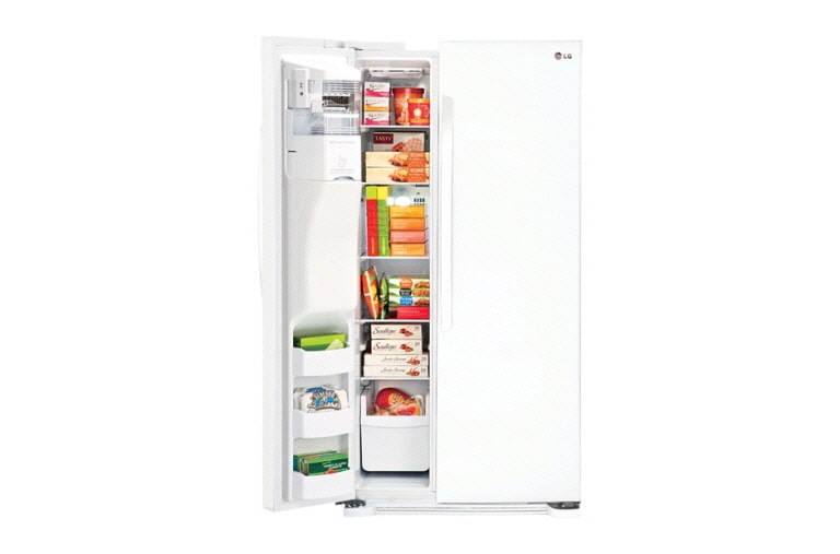 LG 33 INCH, 22 CU.FT. SIDE-BY-SIDE REFRIGERATOR WITH ICE AND WATER DISPENSER, LSXS22423W